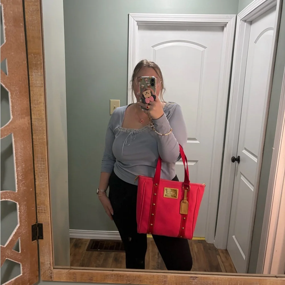 Louis Vuitton Pink Antigua Cabas MM Shoulder Bag Tote